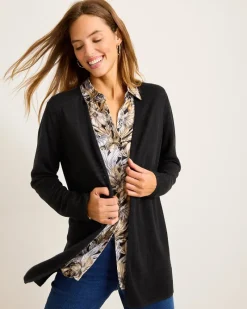 Tommy Bahama Addison Beach Linen-Blend Cardigan Black