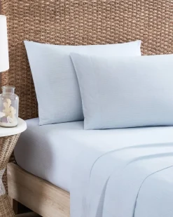 Tommy Bahama Ala Moana Stripe 4-Piece Queen Sheet Set Ocean New