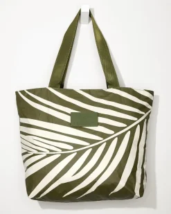 Tommy Bahama Aloha Collection Olive Shade Day Tripper Tote Creme/Olive Clearance