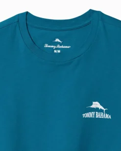 Tommy Bahama Always Look at the Big Pitcher Graphic T-Shirt Blue Allure Clearance
