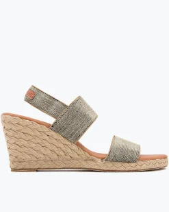Tommy Bahama André Assous Allison Stretch-Linen Wedges Black/Beige Outlet