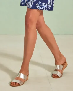 Tommy Bahama André Assous Gwenn Metallic Wedges Silver Outlet