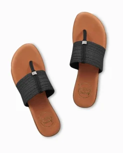 Tommy Bahama André Assous Nice Stretch-Raffia Featherweights™ Sandals Black Best