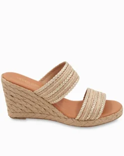 Tommy Bahama André Assous Nolita Metallic Raffia Wedges Natural/Platino Stripe Discount