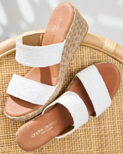 Tommy Bahama André Assous Nori Stretch-Raffia Wedges White Outlet