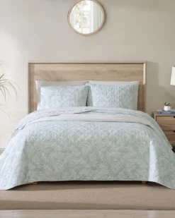 Tommy Bahama Art of Palms Reversible 3-Piece Full/Queen Quilt Set Blue Discount