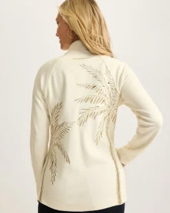 Tommy Bahama Aruba Portico Palma Embroidered Full-Zip Sweatshirt Coconut New