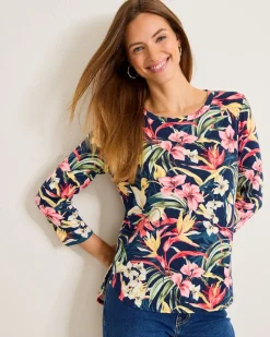 Tommy Bahama Ashby Isles Flora Amora 3/4-Sleeve T-Shirt Island Navy Outlet