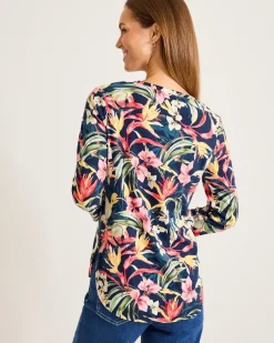 Tommy Bahama Ashby Isles Flora Amora 3/4-Sleeve T-Shirt Island Navy Outlet