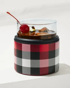 Tommy Bahama Asobu® On the Rocks Glass & Kuzie - Plaid Red Sale