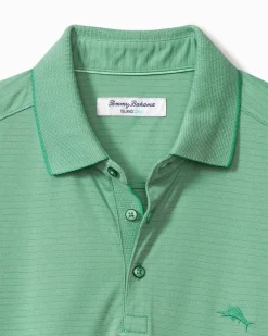 Tommy Bahama Bay Stripe IslandZone® Polo Aqua Verde New
