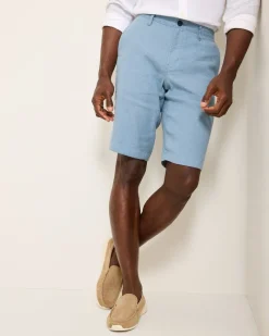 Tommy Bahama Beach Coast Linen-Blend Flat-Front 12-Inch Shorts Port Side Blue Sale