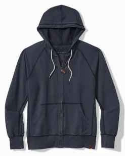 Tommy Bahama Ben & Terry Full-Zip Sweatshirt Ocean Deep Discount