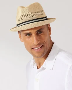 Tommy Bahama Berle Packable Braid Hat Vanilla