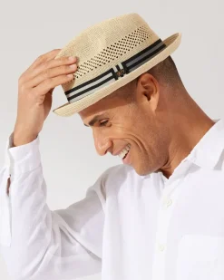 Tommy Bahama Berle Packable Braid Hat Vanilla