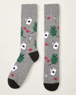 Tommy Bahama Bet the Deck Socks Grey Heather New