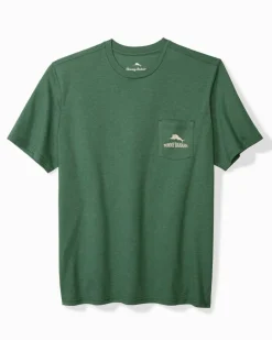 Tommy Bahama Between the Ryes Graphic Pocket T-Shirt Green Meadow Heather Clearance