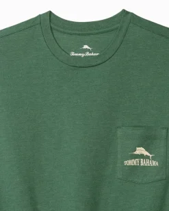 Tommy Bahama Between the Ryes Graphic Pocket T-Shirt Green Meadow Heather Clearance