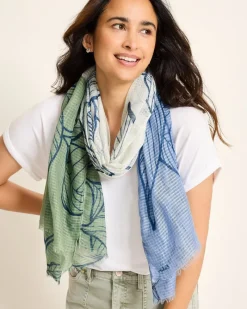 Tommy Bahama Block Bouquet Wrap Scarf Placid Blue Hot