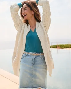 Tommy Bahama Boracay® Indigo Raw-Edge Skirt Bleach Wash New