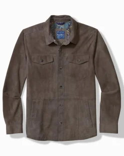 Tommy Bahama Boulder Ridge Suede Shirt Jacket Fog Grey Discount