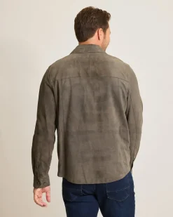 Tommy Bahama Boulder Ridge Suede Shirt Jacket Fog Grey Discount