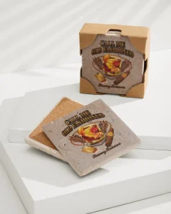 Tommy Bahama Call Me Old Fashioned Travertine Coaster Set Multicolor Outlet