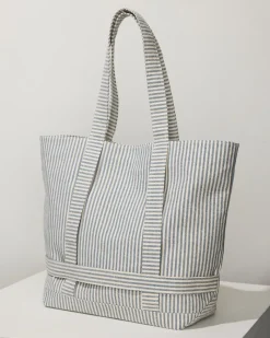 Tommy Bahama Canvas Traveler Tote Navy Stripe Best