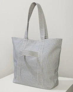 Tommy Bahama Canvas Traveler Tote Navy Stripe Best