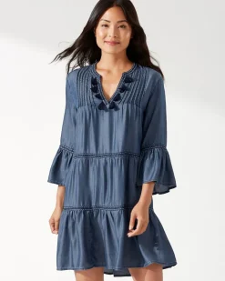 Tommy Bahama Embroidered Coverup Dress Chambray Outlet