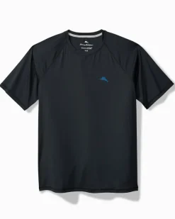 Tommy Bahama Chill Time Surf IslandZone® Short-Sleeve Rash Guard Jet Black Clearance