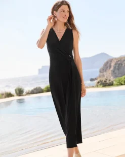 Tommy Bahama Clara Glimmer Maxi Wrap Dress Black New