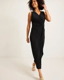 Tommy Bahama Clara Glimmer Maxi Wrap Dress Black New