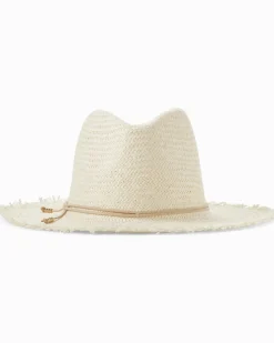 Tommy Bahama Classic Packable Hat with Fringe Bleach/Bone New