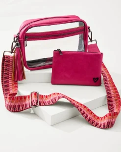 Tommy Bahama Clear Crossbody Stadium Handbag Pink