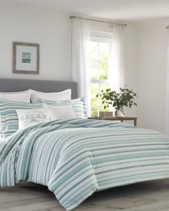 Tommy Bahama Clearwater Cay 3-Piece King Comforter Set Blue/Silver New