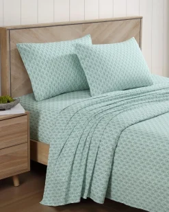 Tommy Bahama Coastal Batik Green 4-Piece King Sheet Set Spring Green Hot