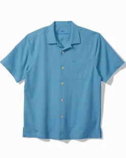Tommy Bahama Coastal Breeze Check IslandZone® Camp Shirt Vacation Blue Clearance