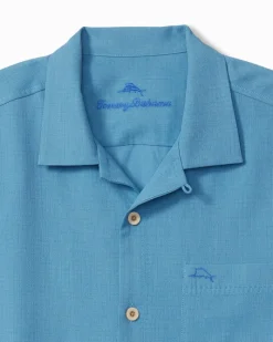 Tommy Bahama Coastal Breeze Check IslandZone® Camp Shirt Vacation Blue Clearance