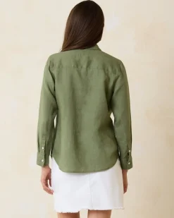 Tommy Bahama Coastalina Utility Linen Shirt Dark Fern Online