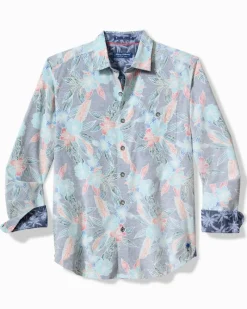 Tommy Bahama Coastline Cord Stretch Shoreline Vines Shirt Dockside Blue New