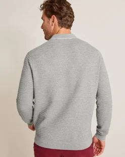 Tommy Bahama Coolside Harbor IslandZone® Sweater Polo Grey Heather New