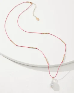 Tommy Bahama Coral Isles Thread Pearl Pendant Necklace Pink New