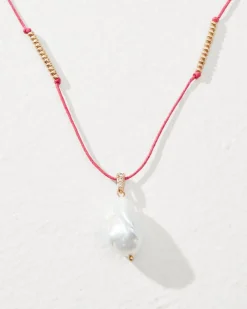 Tommy Bahama Coral Isles Thread Pearl Pendant Necklace Pink New