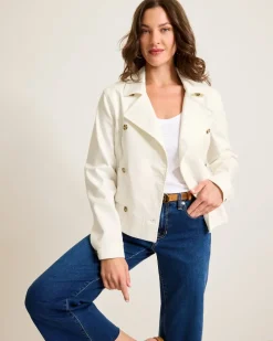 Tommy Bahama Cotton Twill Cropped Peacoat White Clearance