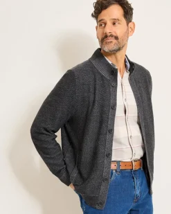 Tommy Bahama Crescent Shore IslandZone® Button-Mock Cardigan Charcoal Clearance