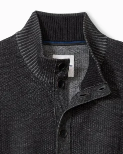 Tommy Bahama Crescent Shore IslandZone® Button-Mock Cardigan Charcoal Clearance