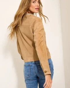 Tommy Bahama Cropped Suede Jacket Cafe Au Lait Clearance