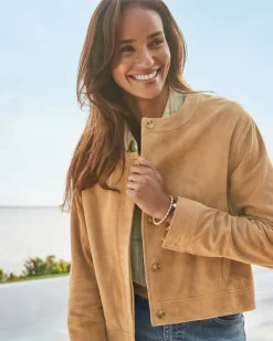 Tommy Bahama Cropped Suede Jacket Cafe Au Lait Clearance