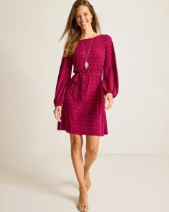 Tommy Bahama Diamond Cay Long-Sleeve Dress Night Flower Hot
